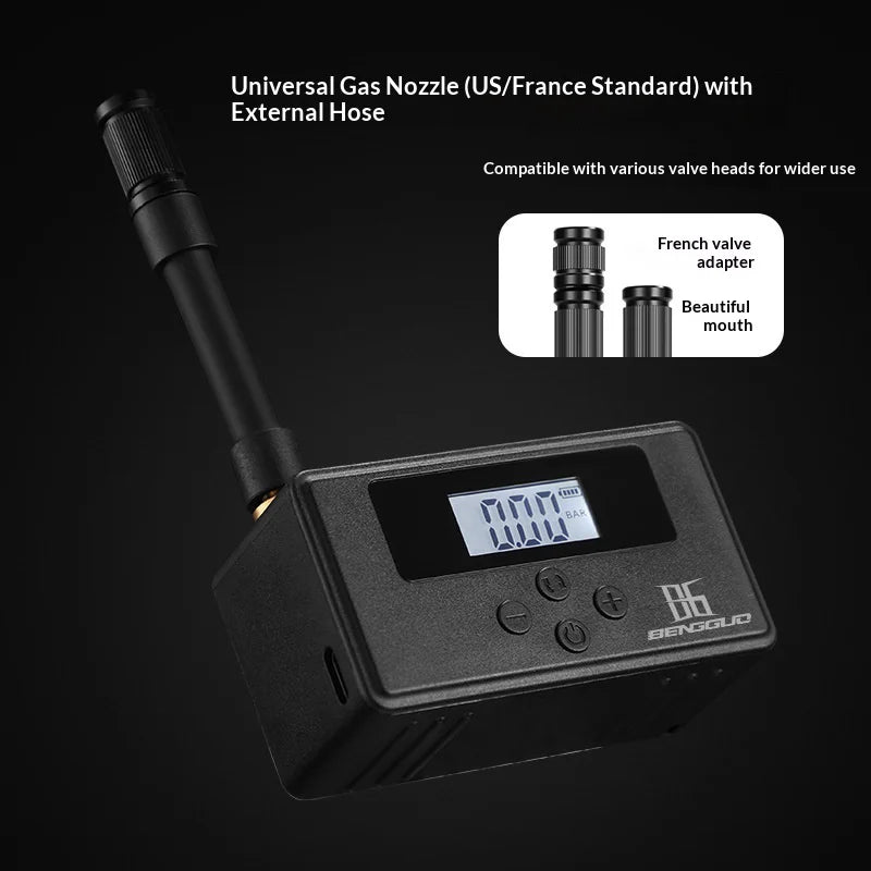 BUNGUO Electric Air Pump Portable Smart Bicycle Inflator 120PSI High Pressure for Mountain Road Bike, Black - 4