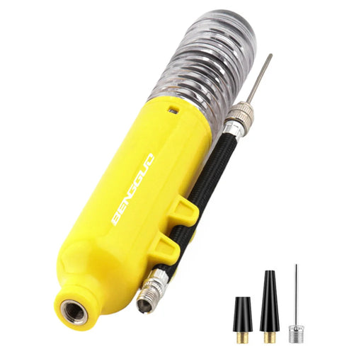 BENGGUO Portable Mini Air Pump for Soccer Basketball Volleyball Pool Toys Multi-Purpose Hand Inflator with Valve Adapters - Yellow - 1