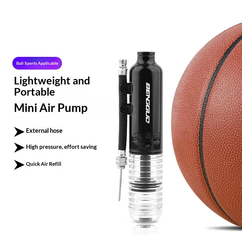 BENGGUO Portable Mini Air Pump for Soccer Basketball Volleyball Pool Toys Multi-Purpose Hand Inflator with Valve Adapters - Yellow - 2