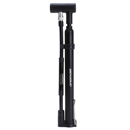 BENGGUO BG-1693 Bike Bicycle Pump with 120PSI Pressure Gauge Aluminum Alloy Inflator Dual Head Valve Design - Black - 1