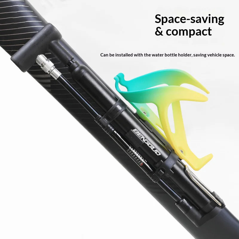 BENGGUO BG-1693 Bike Bicycle Pump with 120PSI Pressure Gauge Aluminum Alloy Inflator Dual Head Valve Design - Black - 3