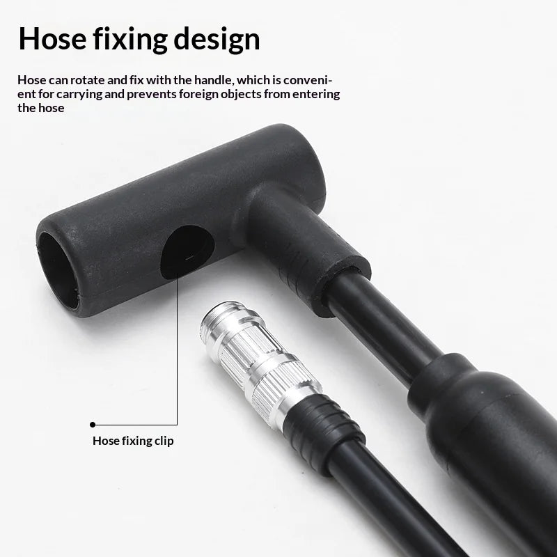 BENGGUO BG-1693 Bike Bicycle Pump with 120PSI Pressure Gauge Aluminum Alloy Inflator Dual Head Valve Design - Black - 6