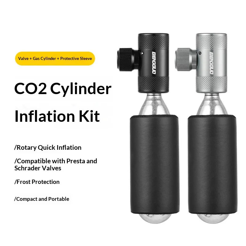BENGGUO BG-1621 Bikes CO2 Cylinder Inflation Kit with Air Valve / Cylinder Sleeve, Bicycle Accessory - Black+Cylinder - 3