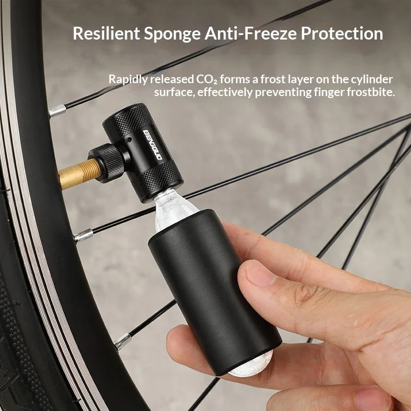 BENGGUO BG-1621 Bikes CO2 Cylinder Inflation Kit with Air Valve / Cylinder Sleeve, Bicycle Accessory - Black+Cylinder - 6