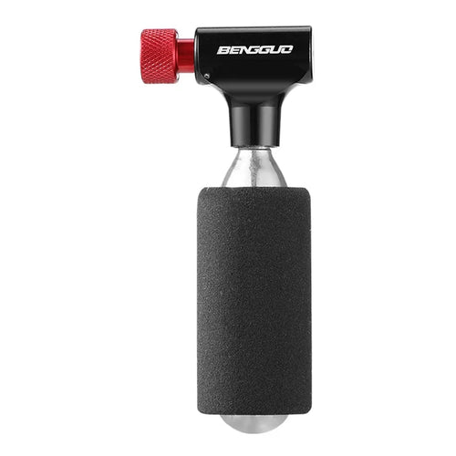 BENGUO BG-1626 Bicycle CO2 Cylinder Set with Inflator Adapter/Cylinder Sleeve, Aluminum Alloy Presta/Schrader Valve Air Pump Nozzle - Black - 1