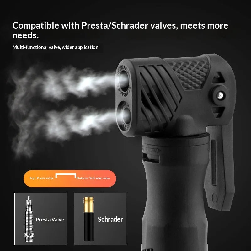 BENGGUO BG-1630 Aluminum Alloy Bike Pump Portable Multi-Function Dual Head Inflator for Presta/Schrader Valves Cycling Accessory - Black - 3