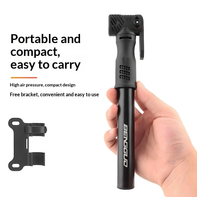 BENGGUO BG-1630 Aluminum Alloy Bike Pump Portable Multi-Function Dual Head Inflator for Presta/Schrader Valves Cycling Accessory - Black - 5