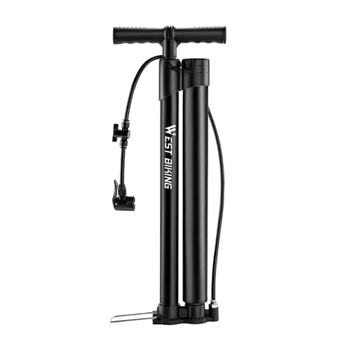 WEST BIKING Dual Cylinder High Pressure Bike Air Pump Portable Inflator with Pressure Gauge for E-Bike, Motorcycles, Cars, Balls - Black - 1