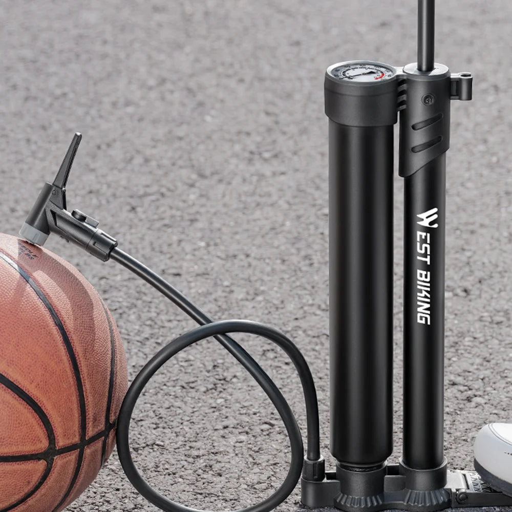 WEST BIKING Dual Cylinder High Pressure Bike Air Pump Portable Inflator with Pressure Gauge for E-Bike, Motorcycles, Cars, Balls - Black - 3