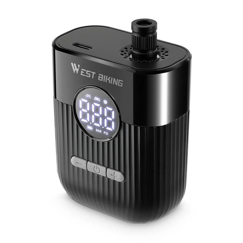 WEST BIKING YP0711201 Electric Air Pump 150PSI Portable Mini Tire Inflator with LED Display for Bicycle Motorcycle - Black - 1