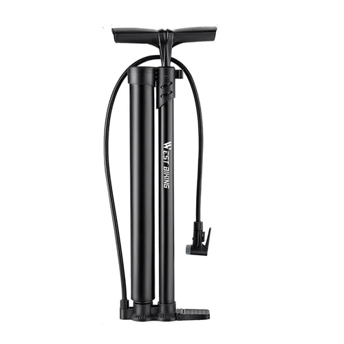 WEST BIKING Dual Cylinder High Pressure Bike Pump for Bicycle / E-Bike Portable Inflator with Air Pressure Gauge - Long Black - 1