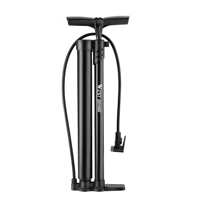 WEST BIKING Dual Cylinder High Pressure Bike Pump for Bicycle / E-Bike Portable Inflator with Air Pressure Gauge - Long Black - 1
