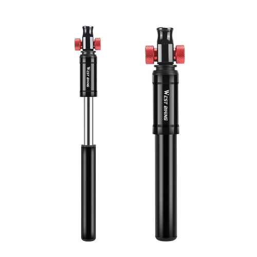 WEST BIKING YP0711203 130 PSI High Pressure Bicycle Pump with Dual Valve CO2 Compatible Aluminum Alloy Bike Inflator - Black - 1