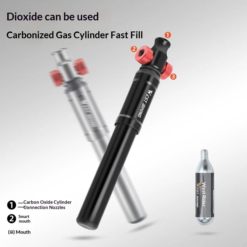 WEST BIKING YP0711203 130 PSI High Pressure Bicycle Pump with Dual Valve CO2 Compatible Aluminum Alloy Bike Inflator - Black - 3