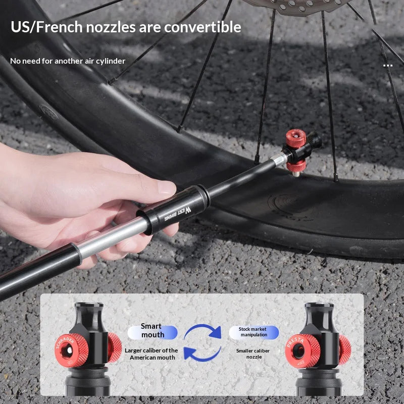 WEST BIKING YP0711203 130 PSI High Pressure Bicycle Pump with Dual Valve CO2 Compatible Aluminum Alloy Bike Inflator - Black - 4