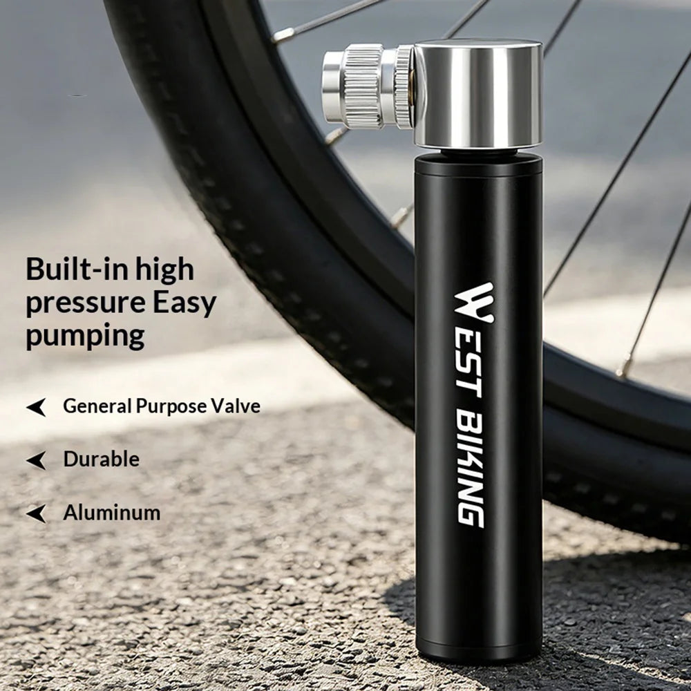 WEST BIKING YP0711076 Mini Bike Pump 120PSI Portable Air Pump with Presta Schrader Valve for Cycling - Black - 3