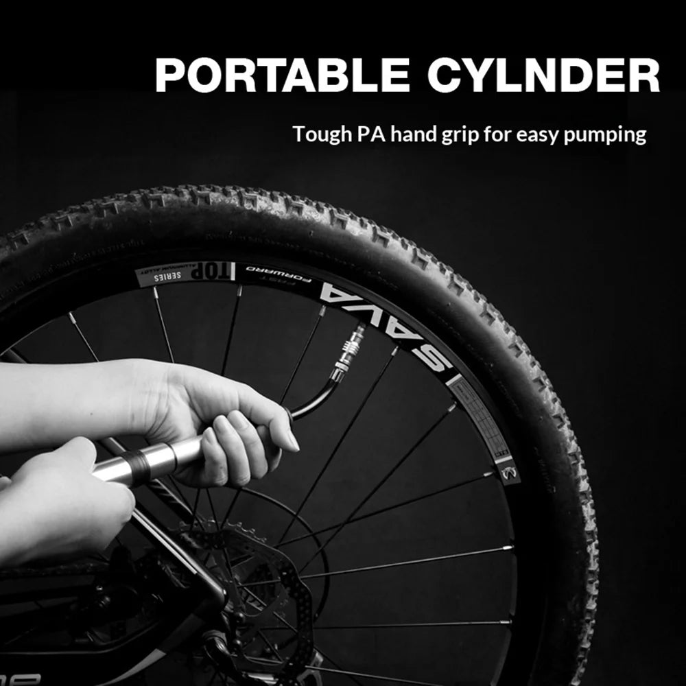 WILD MAN GK1 Mini Bike Pump Presta/Schrader Valve Portable 100PSI Pump for Road Mountain Bike - Black - 5