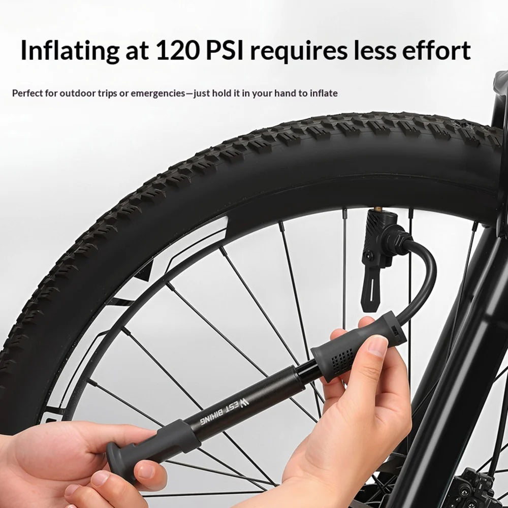 WEST BIKING YP0711207 Bicycle Pump 120PSI Aluminum Alloy Portable Road Bike Inflator for Cycling - Black - 4