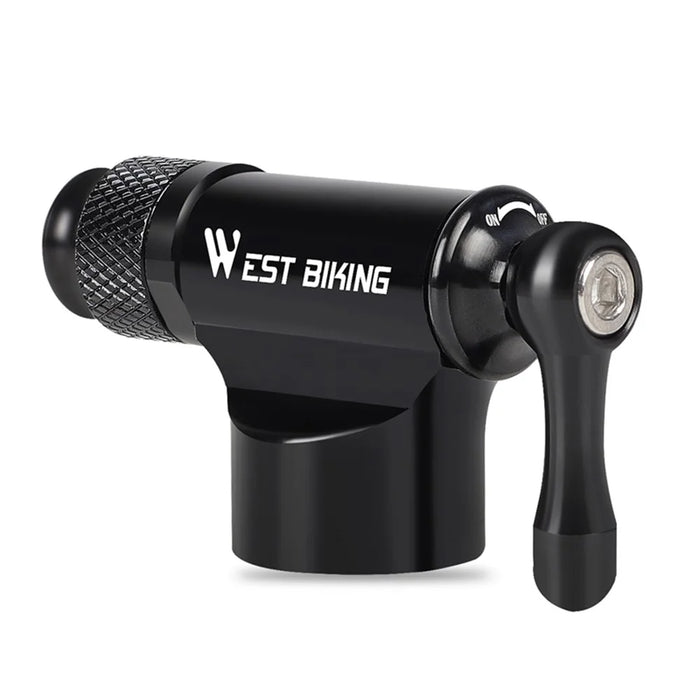 WEST BIKING Mini Safe CO2 Bicycle Pump One Button Inflation Schrader & Presta Bike Pump - 5