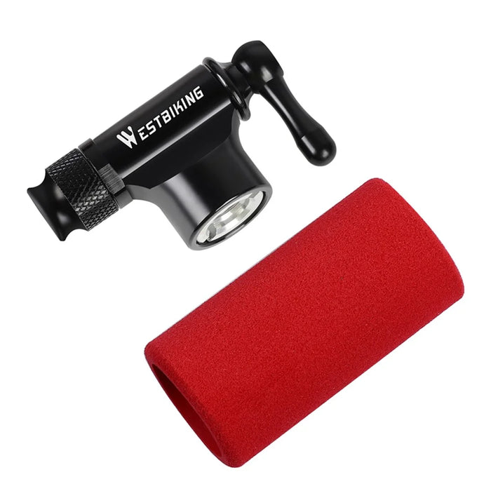 WEST BIKING Mini Safe CO2 Bicycle Pump One Button Inflation Schrader & Presta Bike Pump - 7