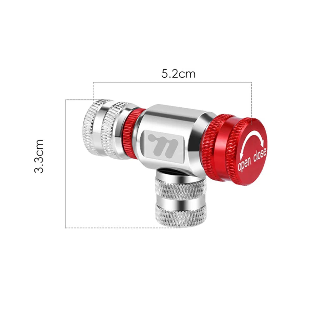 WEST BIKING YP0711211 Inflation Nozzle Mini CO2 Cartridge Bicycle Pump Nozzle Schrader / Presta Valve Compatible (without CO2 Cartridge) - Black - 7