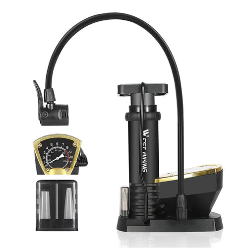 WEST BIKING YP0711118 Portable 140PSI Bicycle Tire Foot Pump Bike Air Inflator with Pressure Gauge - Black - 1