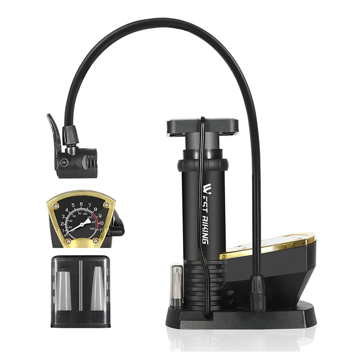 WEST BIKING YP0711118 Portable 140PSI Bicycle Tire Foot Pump Bike Air Inflator with Pressure Gauge - Black - 1