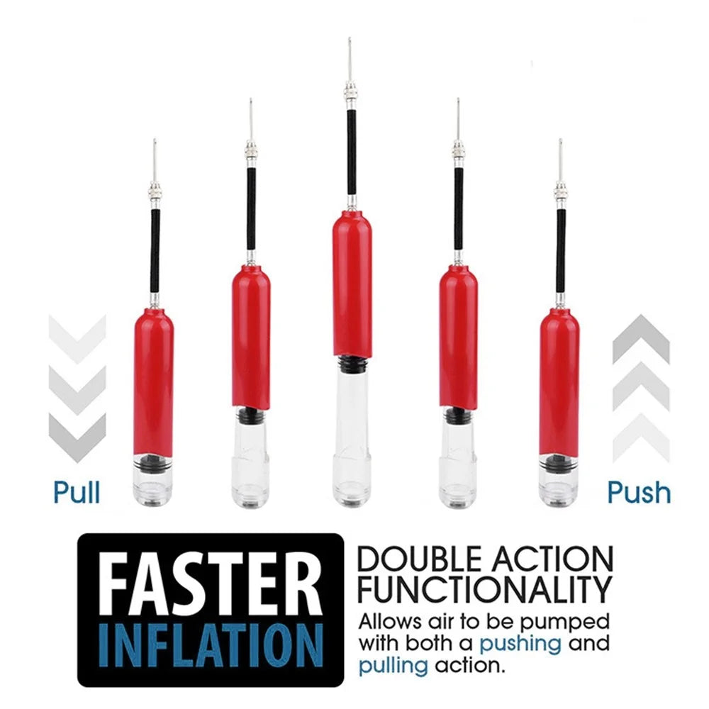 H08QT Two-Way Mini Pump Sports Ball Pump Kit with Needles Portable Fast Ball Inflation for Basketball Football Volleyball - Red - 3