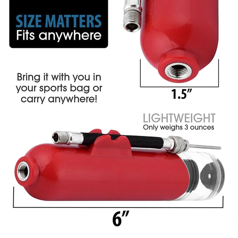 H08QT Two-Way Mini Pump Sports Ball Pump Kit with Needles Portable Fast Ball Inflation for Basketball Football Volleyball - Red - 6