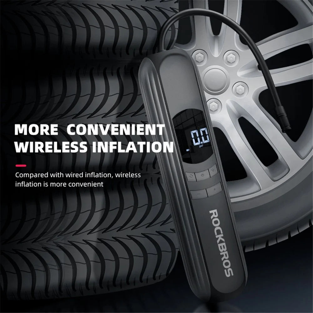 ROCKBROS A10 Car Motorcycle Bike Tire Air Pump Portable Wireless Electric Vehicle Tyre Inflator with LED Light - 2