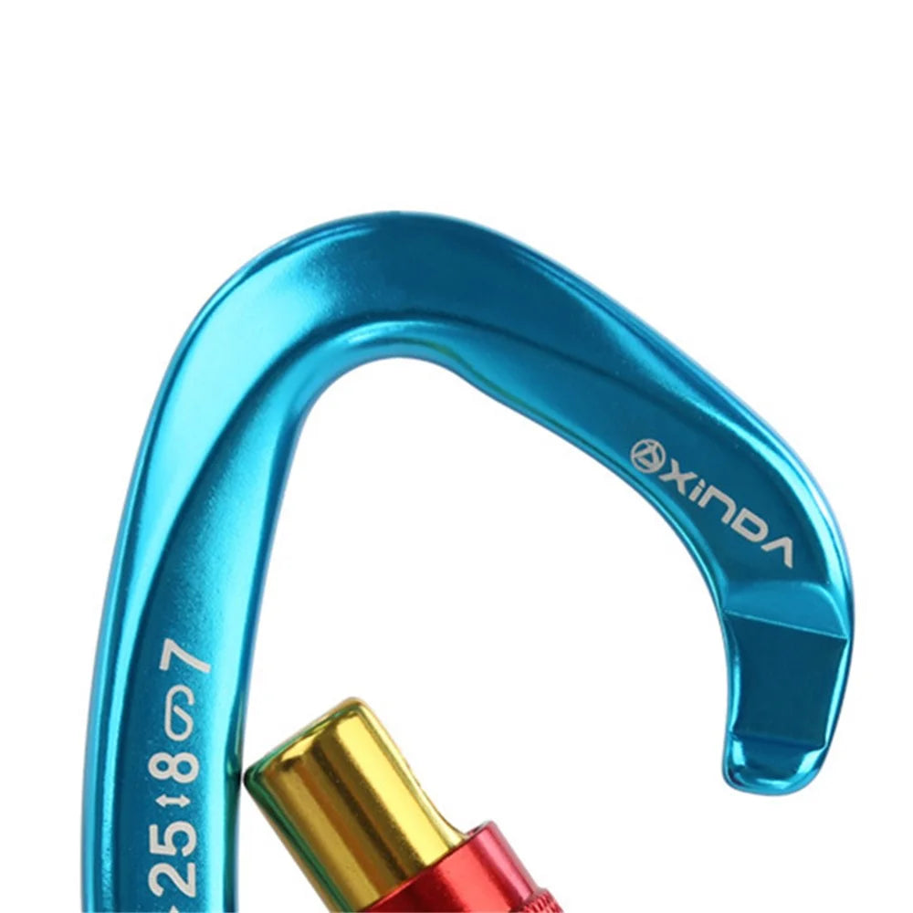 XINDA XD-Q9628 Heavy Duty 25KN Carabiner Clip D-Shape Rock Climbing Hanging Hook Fast Locking for Camping Hiking Outdoor Gym Hammock Dog Leash - Blue - 5