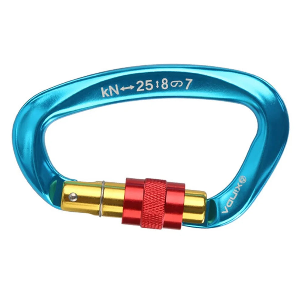 XINDA XD-Q9628 Heavy Duty 25KN Carabiner Clip D-Shape Rock Climbing Hanging Hook Fast Locking for Camping Hiking Outdoor Gym Hammock Dog Leash - Blue - 6
