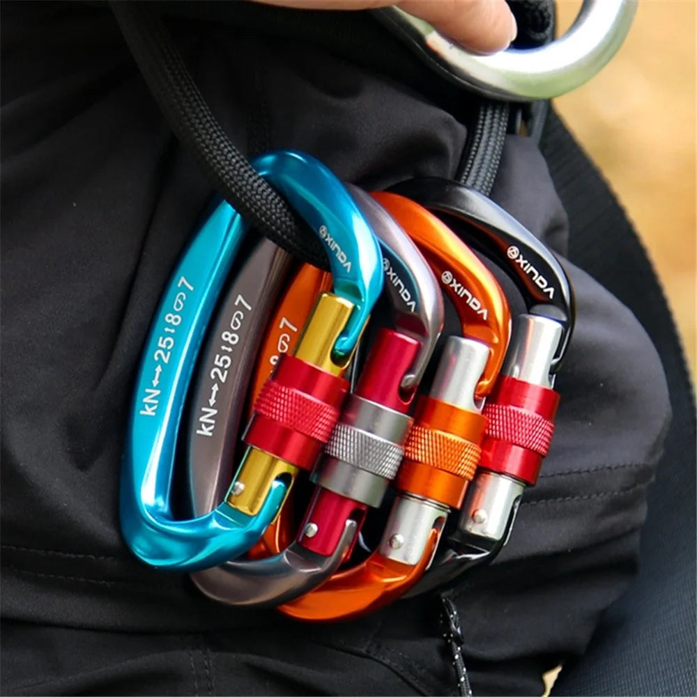 XINDA XD-Q9628 Heavy Duty 25KN Carabiner Clip D-Shape Rock Climbing Hanging Hook Fast Locking for Camping Hiking Outdoor Gym Hammock Dog Leash - Blue - 7