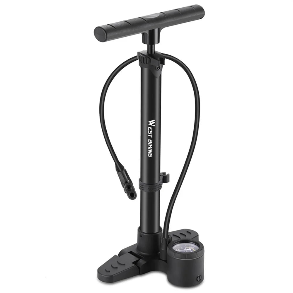 WEST BIKING YP0711154 Portable 230PSI Bicycle Pump Vertical Inflatable Pump with Folding Base for E-Bikes, Motorcycles - 1