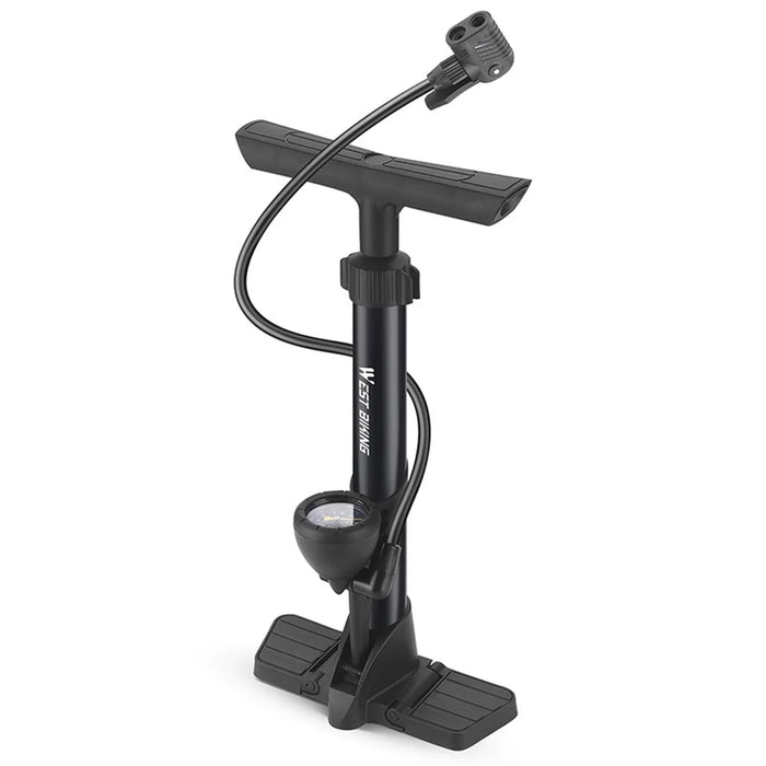 WEST BIKING YP0711153 160PSI High Pressure Pump Metal Portable Inflator Pump with Tire Pressure Gauge - Black - 1