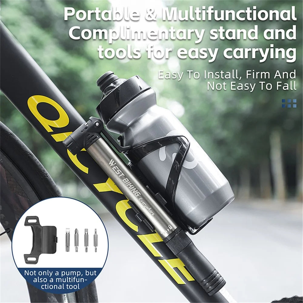 WEST BIKING YP0711155 Portable Bicycle Tire Air Pump Screwdriver Aluminum Alloy Manual Inflator - 5