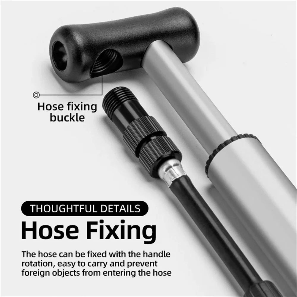 ROCKBROS MP2821 Portable Mini Bicycle Pump 120PSI High-Pressure AV / FV Inflator Pump with Air Pressure Gauge - Black - 3