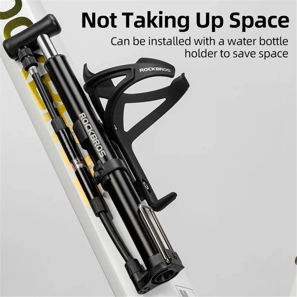 ROCKBROS MP2821 Portable Mini Bicycle Pump 120PSI High-Pressure AV / FV Inflator Pump with Air Pressure Gauge - Black - 4