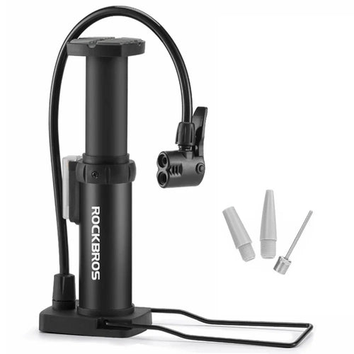 ROCKBROS 4522L Portable Foot Pump 100PSI High-Pressure Bicycle Air Tire Pump E-Bike Inflator Pump - Black - 1