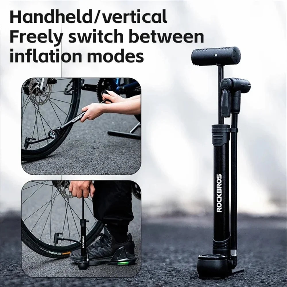 ROCKBROS 42310006001 Bicycle Pump with PSI Gauge 120PSI Portable FV / AV Inflation Inflator Bike Air Pump - 2