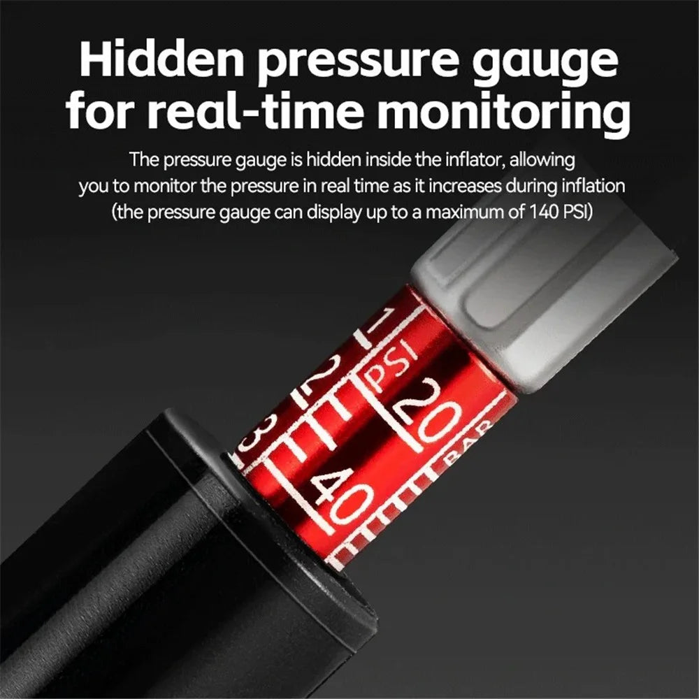 ROCKBROS QT-LD1 Bicycle Pump 220PSI Mini Hand Air Pump Tire Inflator with Hidden Pressure Gauge - 6