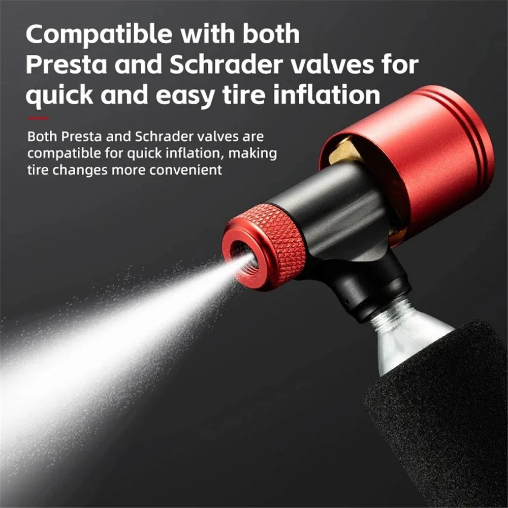 ROCKBROS Bicycle CO2 Cylinder Inflator Gas Nozzle Bike Tire Pump Presta and Schrader Valve Compatible - 4
