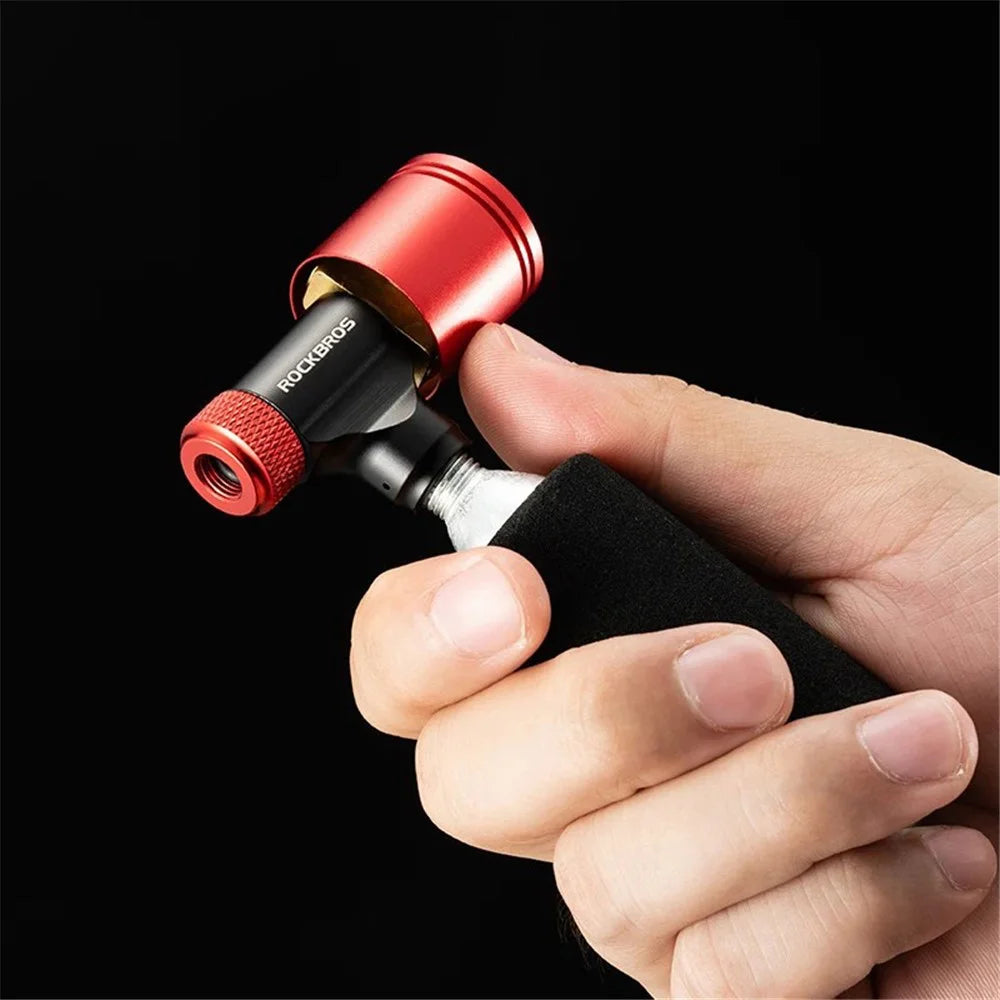 ROCKBROS Bicycle CO2 Cylinder Inflator Gas Nozzle Bike Tire Pump Presta and Schrader Valve Compatible - 6