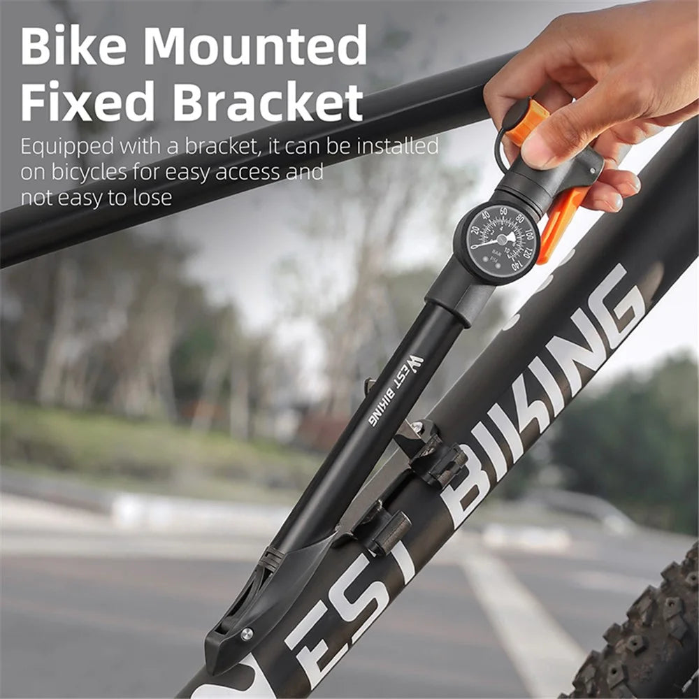 WEST BIKING YP0711162 Mini Bicycle Pump with Pressure Gauge, Portable Bike Tire Inflator - 5