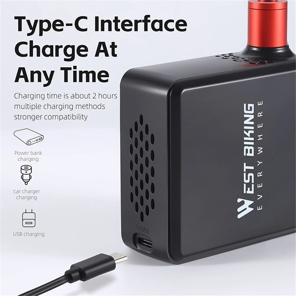 WEST BIKING YP0711160 Electric Air Pump Digital Display Wireless Car Motorcycle Bike Tire Inflator - 7