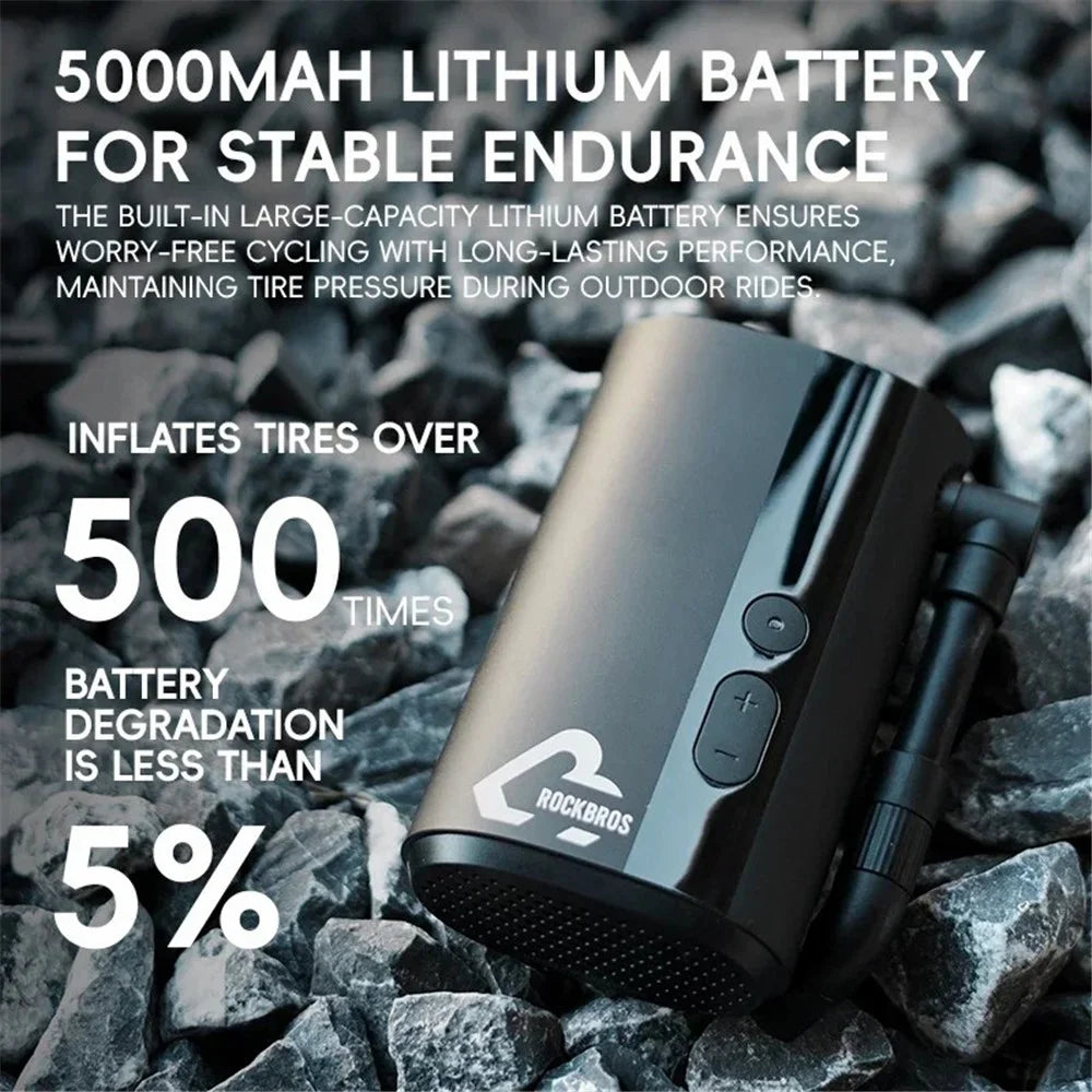 ROCKBROS QJCQBM1 Electric Pump 5000mAh Smart Air Pump Portable Fast Ball Inflation with Precise Pressure Gauge - 4
