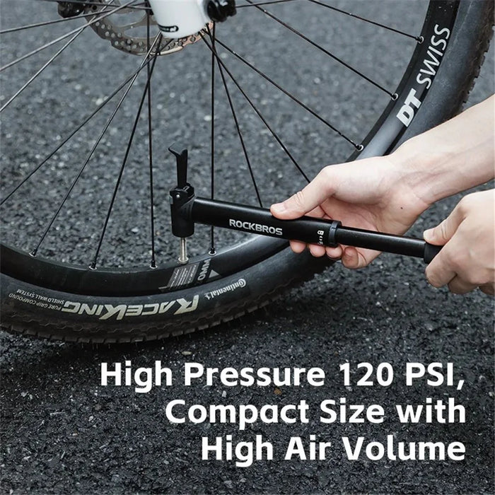 ROCKBROS TG-1616 Portable 120PSI Bicycle E-Bike Tire Air Pump Bike Basketball Metal Inflator with Ratchet Tools - 3