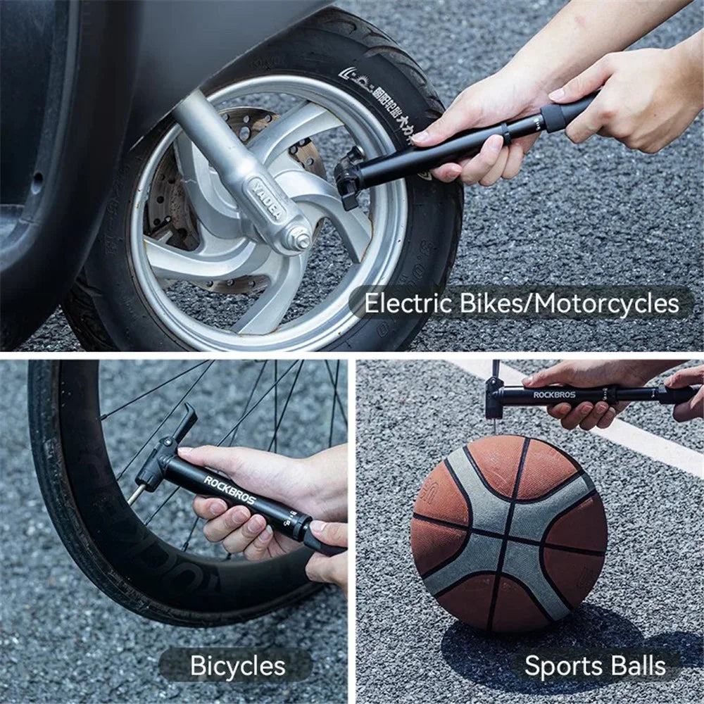 ROCKBROS TG-1616 Portable 120PSI Bicycle E-Bike Tire Air Pump Bike Basketball Metal Inflator with Ratchet Tools - 6