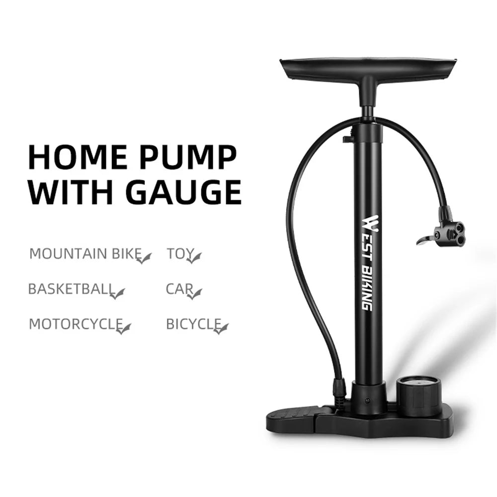 WEST BIKING YP0711142 160PSI High Pressure E-Bike Bicycle Tire Air Pump with Pressure Gauge - 4