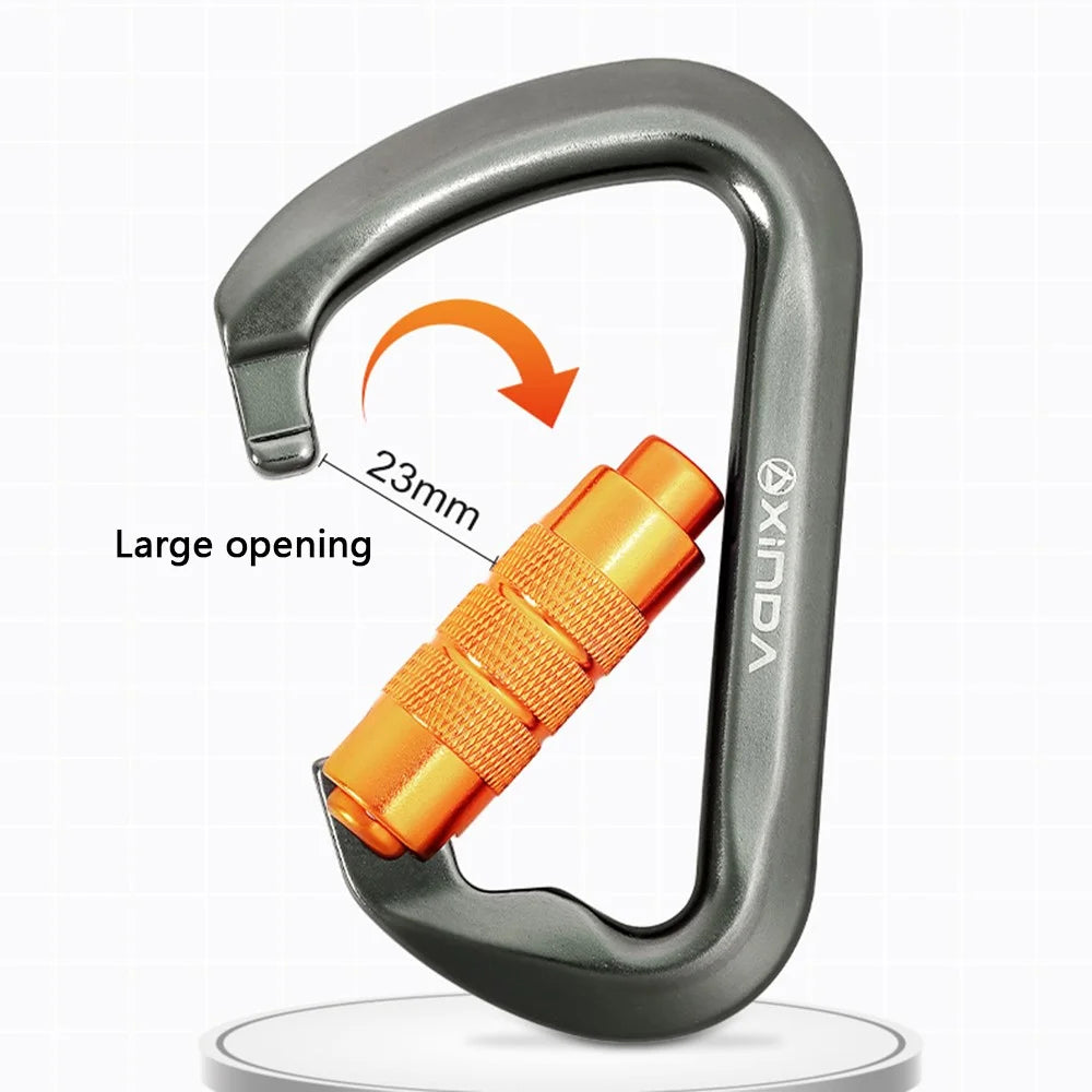 XINDA XD-8128 11.3x7.3cm Carabiner Clip D-Shape Rock Climbing Hanging Hook - Grey - 2